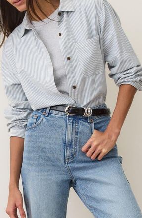 Marine Layer Jane California Relaxed Stripe Button-Up Shirt in Blue Stripe at Nordstrom, Size X-Large