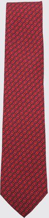 Ferragamo Cravatta Gancini Ferragamo in seta stampa intreccio