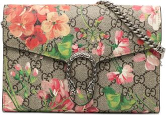 Gucci Pre-owned Shoulder Bags, female, Brown, Size: ONE SIZE Pre-owned Floral Print Chain Wallet