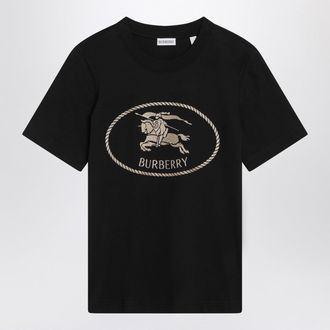 Burberry Black T Shirt With Equestrian Knight Design