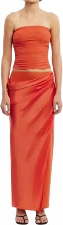 Significant Other Brianna Persimmon Satin Maxi Skirt In Orange