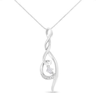 House of Brilliance Espira 10K White Gold 1/10 cttw Diamond Swirl Pendant Necklace