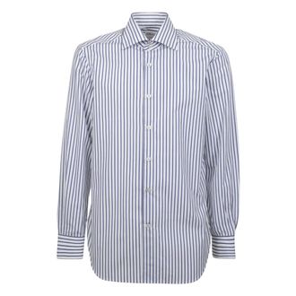 Kiton Overhemden, Heren, Blauw, XL, Casual Overhemd