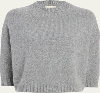 Khaite Sabina Cashmere Elbow-Sleeve Boxy Sweater