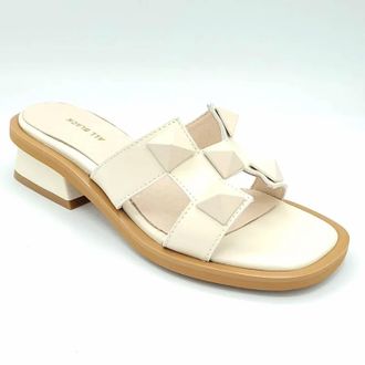 All Black Womens Pyramid Stud Mule In White