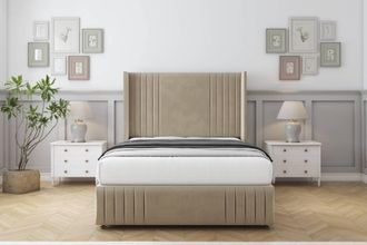 Comfort Beds Elise Coniston Divan Set No Drawers-54 Wingback-Footboard in Cream | Size: Small Single