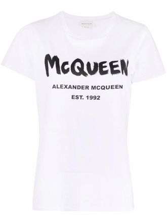 Alexander McQueen logo-print cotton T-shirt - White