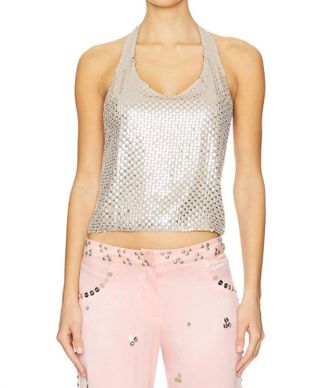 Siedres Womens Lorenza Top In Grey And Gold
