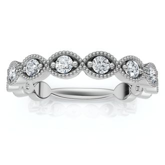 Pompeii3 3/8ct Vintage Diamond Stackable Wedding Ring Womens Stackable Band 14k Gold