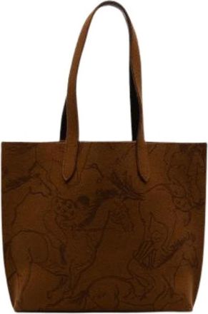 Herm&egrave;s Pre-owned Vintage Felt Tote - Dames - Vintage Shopper - Bruin - ONE Size - Wol - Vintage