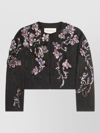 Dries Van Noten embroidered moir&eacute; cropped jacket