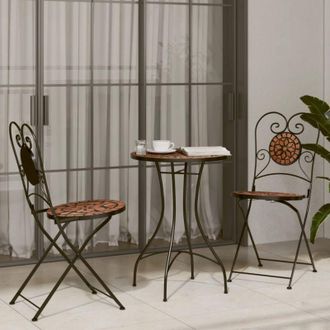 vidaXL Set da Bistrot con Mosaico Terracotta in Ferro e Ceramica - Vidaxl