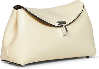 Toteme Womens Clutch Bag T-Lock Ivory Calf Leather Handbags Hand