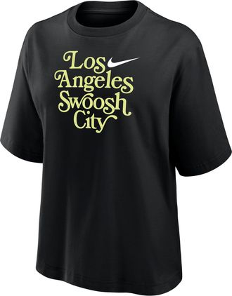Nike Womens Swoosh Cities Los Angeles Short-Sleeve Boxy T-Shirt in Black | W11122NKLC25-BLK