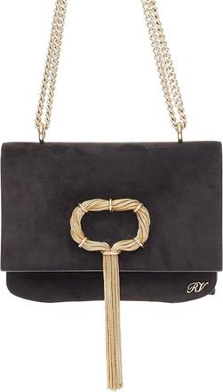 Roger Vivier Black Suede Club Chain Tassel Clutch (Authentic Pre-Loved)