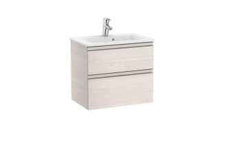 Roca Roca - Pack Unik Mueble Base Compacto De 2 Cajones + Lavabo The Gap Color: Fresno N&oacute;rdico - Medidas: 605x380x537 Mm