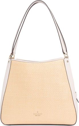 Kate Spade New York leila straw medium triple compartment shoulder bag in Parchment Multi at Nordstrom Rack