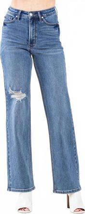 Judy Blue Womens 90s Straight Jeans In Blue Denim