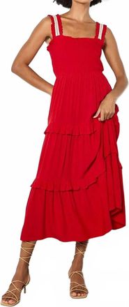 Apricot Smocked Crochet Dress In Red