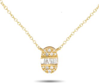 Luxury Bazaar 14K Yellow Gold 0.13ct Diamond Necklace PN15563