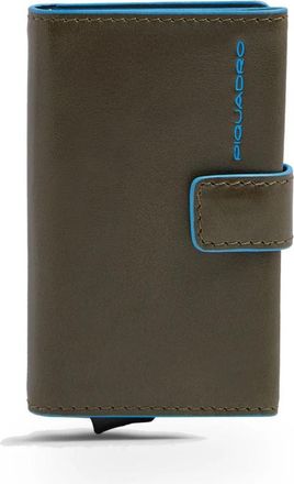 Piquadro Pop-up Kaarthouder - Heren - Portefeuilles - Groen - ONE Size - Leer - Accessoires