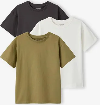 Vertbaudet 3er-Pack Jungen T-Shirts BASIC uni Oeko-Tex olivgr&uuml;n