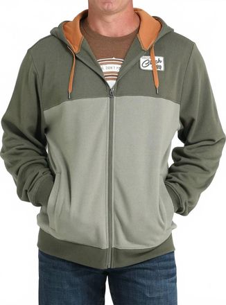 Cinch Mens Full Zip Hoodie In Olive