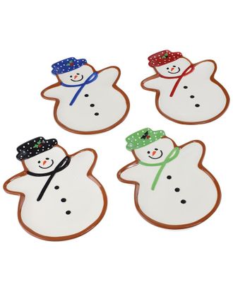 Euroceramica Winterfest Snowman 4Pc Plate Set