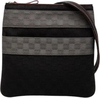 Loewe Pre-owned Canvas Crossbody Bag - Dames - Vintage Schoudertas - Zwart - ONE Size - Leer - Vintage