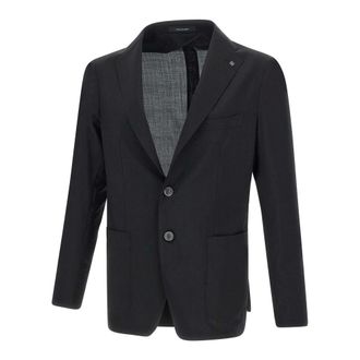 Tagliatore Blazers, male, Black, Size: 3XL Wool and Silk Blazer