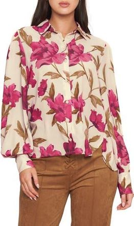 Flying Tomato Button Front Long Sleeve Top in Taupe at Nordstrom Rack, Size Medium