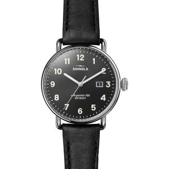 Shinola Canfield Leather Strap Watch, 38mm in Black at Nordstrom
