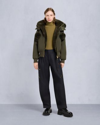 Moose Knuckles Womens Gold Series Original Satin Debbie Bomber Jacket