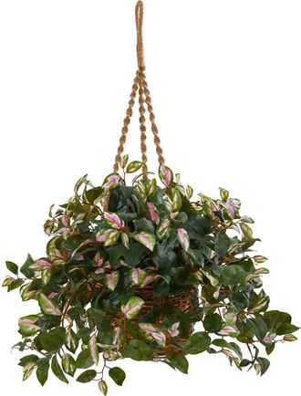 Nearly Natural Hoya Artificial Plant Hanging Basket in Green at Nordstrom