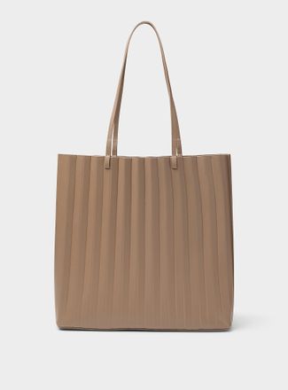 Mansur Gavriel Womens Filo pleated latte leather tote bag