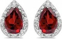 Allurez Pear Garnet and Diamond Stud Earrings 14k White Gold (1.72ct)