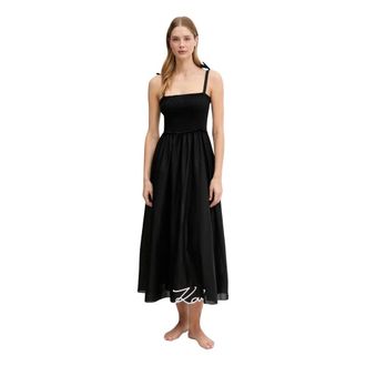 Karl Lagerfeld Kleedjes, Dames, Zwart, S, Katoen, K/Signature Beachjurk