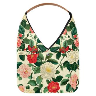 Generic Camellias Prints Reusable Lightweight Grocery Bags - Foldable Into Compact Pouch, Washable & Sturdy, Multipurpose for Shopping and Travel