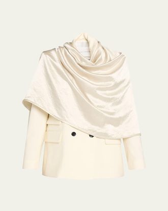 Maria McManus Draped Satin Cloak Double-Breasted Blazer