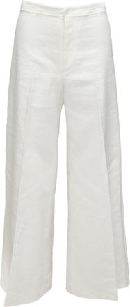 Isabel Marant Cotton Linen High Waist Wide Leg Cropped Pants