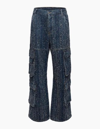 Diesel Mens D Sire Cargo Wide Leg Jeans - Blue - Size: 26W r