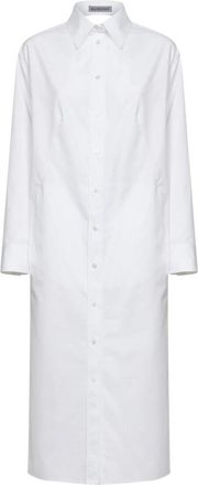 Balenciaga Draped-back Overhemdjurk - Dames - Shirt Kleedjes - Wit - S - Katoen - Kleedjes