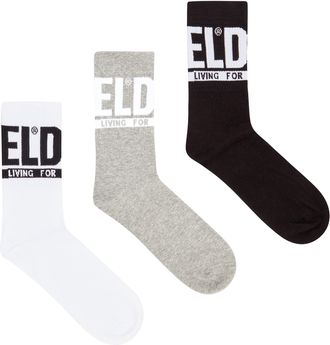 Diesel Three-pack of logo cuff socks - Socks - Man - Multicolor