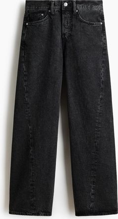 H&M Loose Straight Jeans mit Twisted Leg - Schwarz