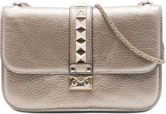 Valentino Pre-owned Valentino Medium Metallic Leather Rockstud Glam Lock Crossbody Ladies S0MUC79TMAZSZJNX