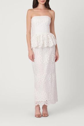Shoshanna Vine Embroidered Mesh Midnight Lotus Dress in Optic White at Nordstrom, Size 10
