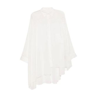 Yohji Yamamoto Overhemden, Dames, Wit, M, Raglan Long Slv Blouse