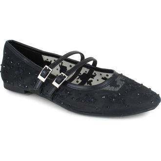 Kenneth Cole Reaction Malibu Nites Mary Jane Flat in Black Mesh at Nordstrom Rack, Size 6.5