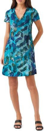 Karen Kane Tie Dye Burnout A-Line Dress in Teal at Nordstrom, Size X-Large