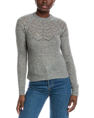 Autumn Cashmere Scalloped Pointelle Yoke Cashmere & Silk-Blend Sweater
